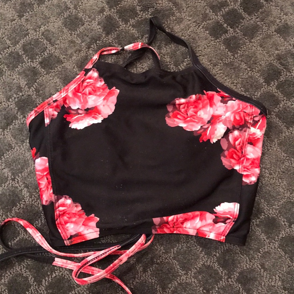 Albion Tie back tankini with peonies
